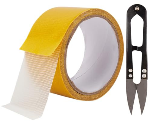 CRASPIRE Nastro Biadesivo per Tappeti Nastro per Tappeti Nastro in Tessuto con Forbici in Acciaio Affilate Nastro Biadesivo Multifunzionale Nastro per Legare Tappeti Adesivo Forte Nastro Antiscivolo