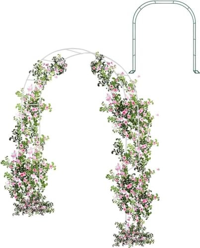 WCQSYY Arco da Giardino in Metallo,Arco per Rose per Piante Rampicanti,Resistente Padiglione da Giardino,Traliccio,Pergolati alle Intemperie E Autoportante,con Base,Facile da Montare,Nero,W1.2M*H2.2M