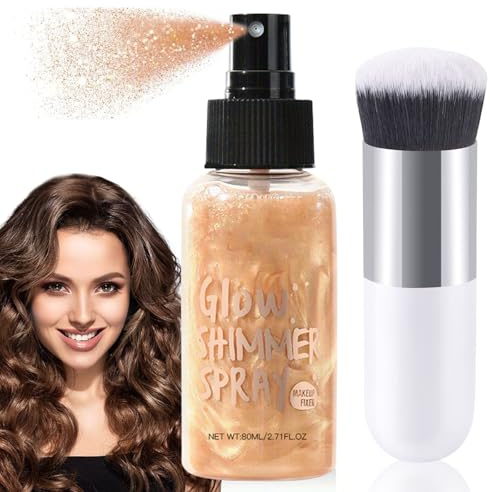 Ledeak Olio spray per il corpo glitterato in quattro colori, illuminante idratante per viso, corpo, capelli (oro rosa)