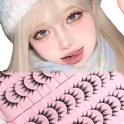 ZEPIQOR 10 Pares Pestañas Postizas Naturales Pestañas Postizas Manga Lashes Wispy Spiky Lashes Natural Look Anime Eyelashes
