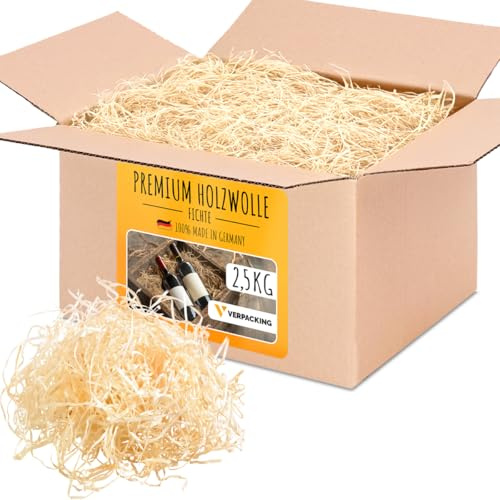 verpacking Lana di legno Fichte (quantità selezionabile) - materiale di riempimento per regali e pacchi, decorazione - qualità premium 2,5 kg