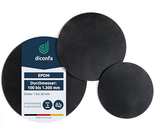 diconfa Tapis Rond en Caoutchouc EPDM - DIAMÈTRE : 0,1m à 1,3m - ÉPAISSEUR : 0,5 à 30mm - Choix : Ø 900mm (90cm), 3mm d'épaisseur - Tapis de Protection Rond sous-Couche Tapis de Sol