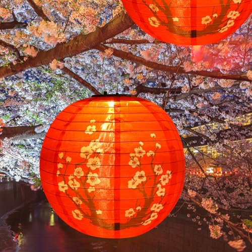 Starnearby Lampions solaires d'extérieur de 30 cm - Résistant aux intempéries - Pour l'extérieur - Lampions solaires d'extérieur - Étanche - En nylon - Lanterne japonaise pour jardins, cours, balcons