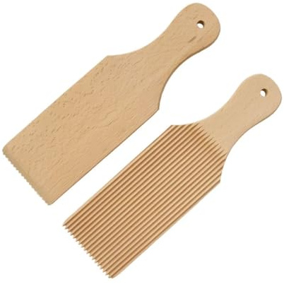 Gnocchi - Tabla para pasta de madera de haya, tabla de pasta con rodillo y patrón, macarrones Garganelli