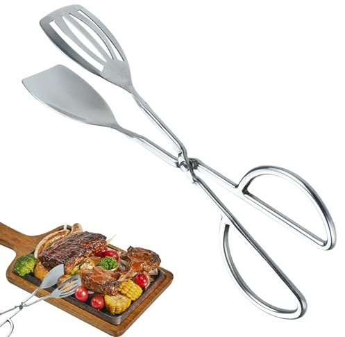 Ensalada Ponga de acero inoxidable, pinzas de ensalada de acero inoxidable hangible hangible lavable a máquina, pinzas ergonómicas con manijas de tijera, clip de pan de cocina para picnics barbacoa