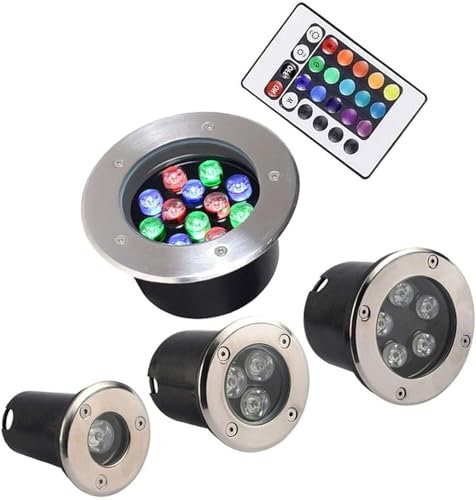 Luci LED subacquee RGB con Cambio Colore per laghetti - Lampada LED per Fontana ad Anello, faretto Rotondo da Incasso, con Telecomando, Lampada da Giardino interrata Impermeabile IP68, per illuminazi