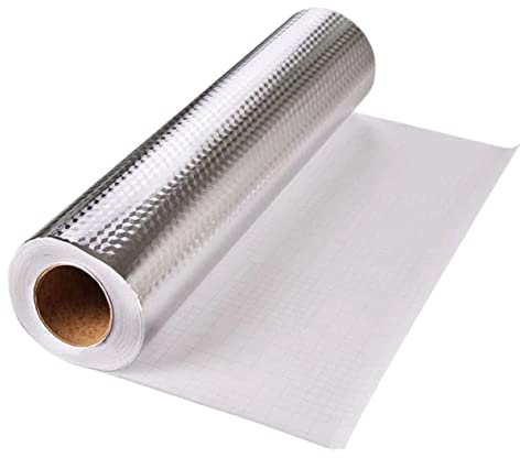 HONITANO 2 piezas Pegatinas Autoadhesivas de Aluminio para Cocina Resistentes al Calor Aceite Adhesivos para Azulejos Vinilo Protector para Estantes y Encimeras Pack de Unidades