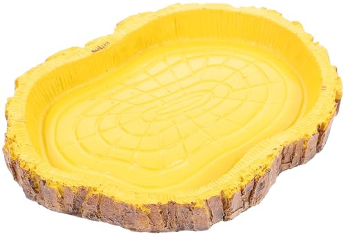 HOMSFOU Bol de Nourriture pour Reptiles en Résine Motif Écorce d'arbre, Décor Pratique et Alimentation Facile pour Terrarium et Cage d'animaux Couleur Aléatoire