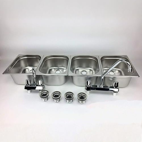 4-Large Compartment Drop-in NSF Stainless Steel Concession Sink Kit