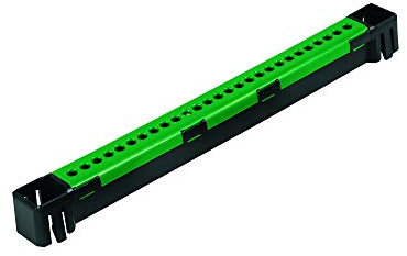 Tableau electrique | Coffret electrique | Disjoncteur | Bornier electrique | Embout de cablage | Borne de connexion électrique | Debflex 707359 Bornier terre 2x 13 trous vert