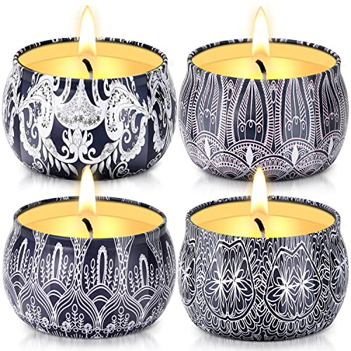 Hausware Candele alla citronella, confezione da 4 candele alla citronella, per esterni, profumate in cera di soia per interni, portatili, da viaggio, set regalo per casa, giardino, patio, balcone,