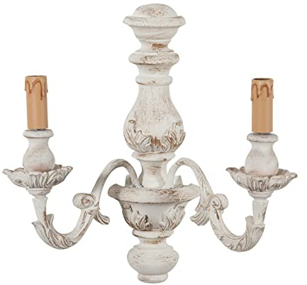 Biscottini Aplique Shabby 36 x 22 x 36 cm | Lámpara Vintage | Aplique de Pared Interior Estilo Barroco