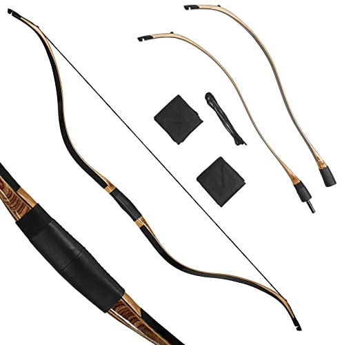 TOPARCHERY 52 Recurve Bow Archery Traditional Handmade Bow Takedown Bow Longbow Hunting Bow 20-50lbs Horse Bow Outdoor Competition Target Practice