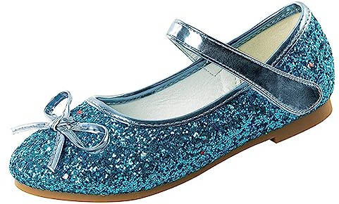 YUKQEYLE Chaussure Princesse Fille Paillettes Enfants Ballerines Mary Jane Scintillantes Chaussures Plates Princesse Fête Noël D'école(29 EU-Bleu)