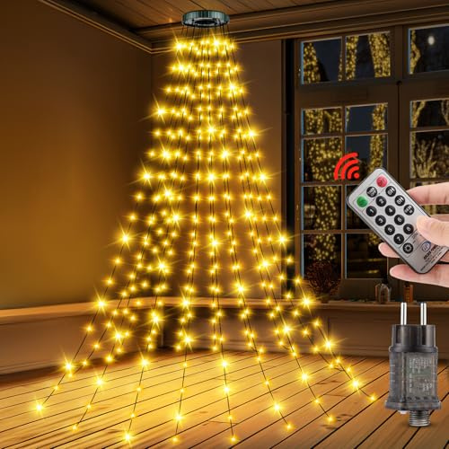 Luci per Albero di Natale - 3.0M x 16 fili Catena Luminosa dell'albero di Natalizie Impermeabile 480LEDs Stringa Luce da Natalizia Decorazioni con 8 Modalità & 3 Timer Funzione per Interno e Esterno