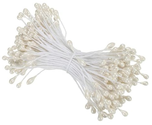 PATIKIL 3mm Double Têtes Fleur Étamine, 150 pcs Artificielle Fleur Étamine Pistil Mat Perle Floral Étamine pour DIY Noël Carte Mariage Décoration, Crème Blanc