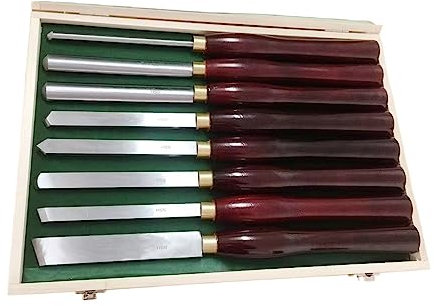 BomDog Juego de 8 Herramientas de Torneado de Madera para Torno, Juego de Cinceles para Tallar Madera, Herramienta Raspadora de Carburo para Madera, Juego Deas de Acero de Alta Velocidad con Estuche