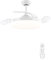 AUTODAY 108cm Ventilatore da soffitto retrattile con luce e telecomando, Ventilatore da soffitto bianco dimmerabile con LED da 36W, 3 pale invisibili, 6 velocità, silenzioso per camera da letto
