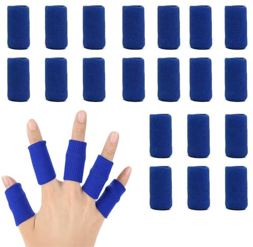 Changyeah 20 protezioni per dita a maglia, supporto di compressione elastico, protezione da compressione, sollievo dal dolore, artrite, sport, bendaggio per alleviare il dolore (blu)