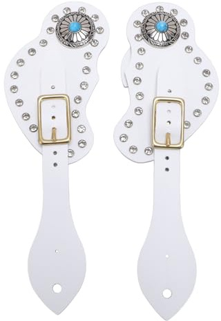 Asixxsix 2 Cinturini per Speroni in Pelle, Cinturini per Speroni Western con Decorazioni in, Cinghie per Stivali Regolabili Cinghie per Speroni a Strato Singolo per Stivali Western
