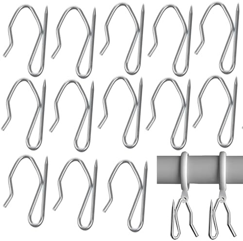 30 pcs Curtain Pin Hooks,Metal Curtains Hooks,Pinch Pleat CurtainHooks,Heavy Duty Zinc Metal Drapery Pin Hooks,Window hooks metal for Window/Shower/Pencil Pleat Curtain