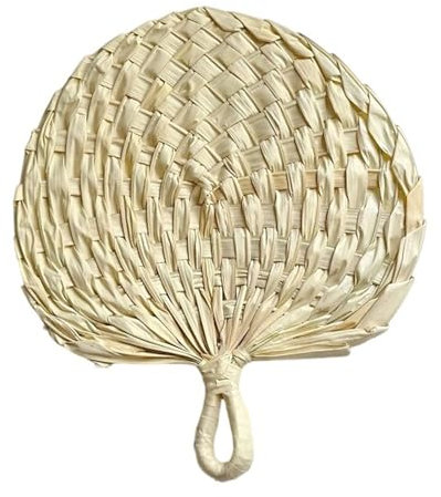 alloneslife Abanico artesanal natural hecho a mano, ligero, elegante, con hojas de palma, ventilador de mano para refrigeración en interiores y festivales tradicionales