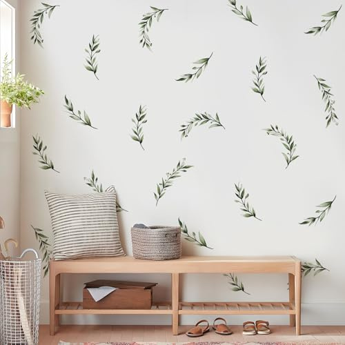 SHUCHING Pegatinas de Pared Hoja Verdes, Vinilos Decorativos DIY, Adhesivos Pared Salon Dormitorio Oficina