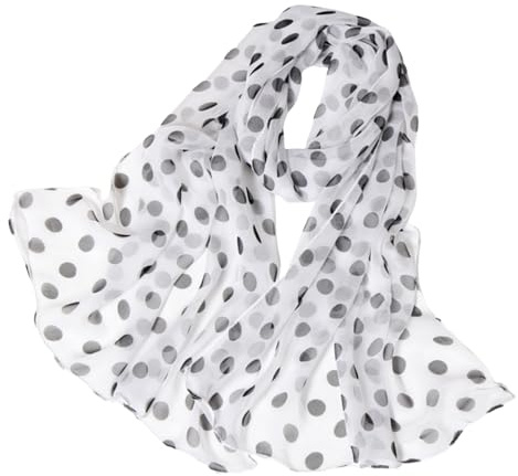 MANJIAMEI Pañuelo de gasa de lunares para mujer, moda chal largo ligero, antiUV, Sheer paño estampado, versátil, suave, bufanda para cabeza, decoración de bolsa