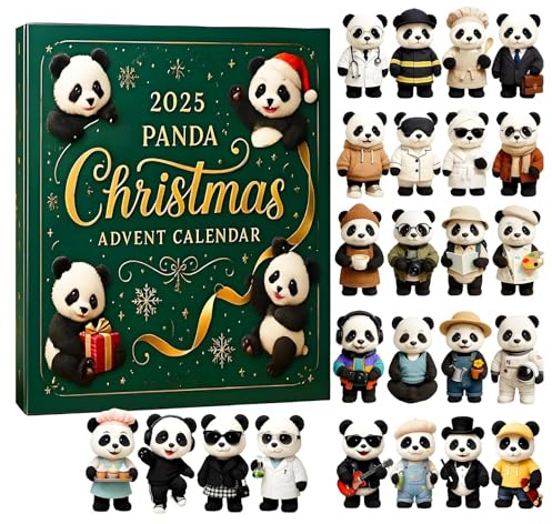 Panda adventskalender, 24 dagar nedräkning med dekorativa prydnader, olika yrken tema hängen för träd, semester klassrum kontorsdekoration, barn och vuxna julklappar