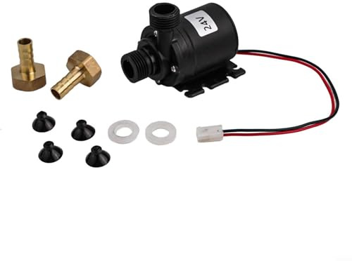 Kit de bomba de circulación de agua caliente solar de 12 V 24 V CC con bajo ruido, flujo de agua de alta eficiencia, compatible con 1/2 NPT y roscas (24 V)