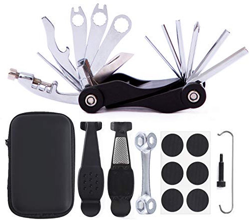 COZYROOMY Multi-Tool Fahrrad Reparatur Set - Fahrrad Werkzeug Set mit Fahrrad Multitool (mit Kettenwerkzeug) Und Reifenreparatur werkzeug Fahrrad Tragbares Werkzeug Bag