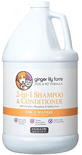 Ginger Lily Farms Dog & Pet Formula 2-in-1 Shampoo & Conditioner, 100% Vegan & Cruelty-Free, Coco Mango, 1 Gallon Refill (128 fl oz)