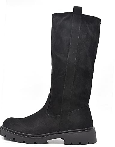 IF Fashion Scarpe da Donna Stivali Al Polpaccio Scamosciati Morbidi Biker 6611 nero N.40