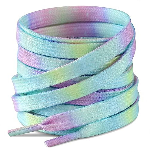 Stepace [2 Pairs Flat Shoelaces for Fun, 5/16 (8mm) Tie Dye Fashion Sneakers Shoe Laces-Starry Clouds-120