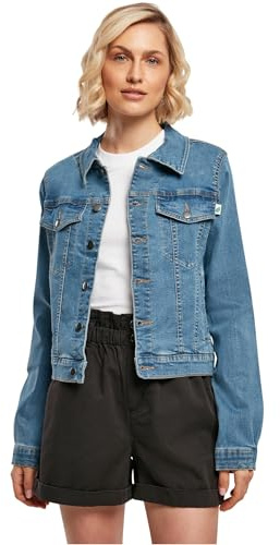 Urban Classics Damen Jeansjacke Ladies Organic Denim Jacket, Farbe clearblue washed, Größe 4XL