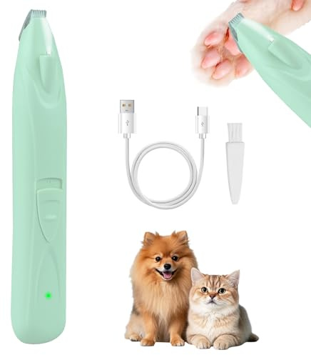 DONGKER Tosatrice per Cani,USB Tagliacapelli per Animali a Basso Rumore con LED Luci Rasoio Elettrica per Cane Gatti per Occhi Orecchie Groppa Zampe