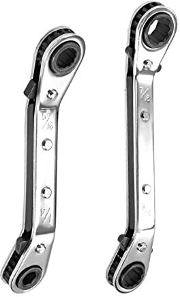 QUARKZMAN Reversibile Cricchetto Chiave Set, 1/4 x 5/16 & 3/8 x 7/16 Offset Doppio Scatola Fine, Cr-V