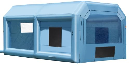 VEVOR Cabine de Peinture Gonflable 6,4x4,1x3 m, Tente Peinture Gonflable Automobile avec Souffleur Puissant de 1100 W et Système de Filtration, Station de Travail pour Pose de Peinture Atelier Garage