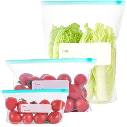 Sac de Congélation 90 Pièces Reutilisable Ziplock - Sac de Conservation Alimentaire pour Fruits, Légumes et Collations à Base de Viande (3 Tailles)