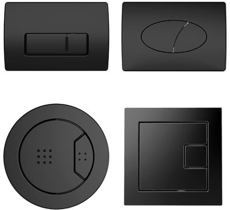 Matt Black Dual Flush Plate – Sleek Design Air-Assisted System Universal Fit Durable Easy Installation Eco-Friendly Water-Saving (Square)
