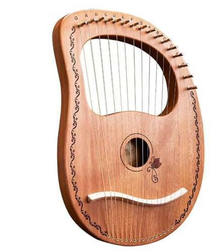 Arpa de lira de 16 cuerdas, instrumento de arpa de lira de 39 x 27 cm, arpa de lira hecha de madera de núcleo de flor de melocotón, instrumento de arpa pequeño, apto para principiantes