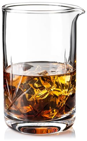 Cork & Mill Cocktail Mixing Glass - Large 24 oz Crystal Cocktail Mixer for Old Fashioneds, Manhattans and Other Stirred Whiskey Drinks - Essential Bar Accessories for Bartenders and Home Mixologists