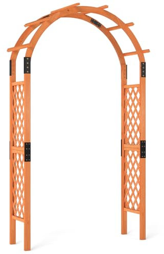 TANGZON Wooden Garden Arch, Large Outdoor Trellis Pergola Arbour Climbing Support for Plant Rose, Decorative Wedding Party Archway for Patio Yard Lawn (131 x 61 x 235 cm)