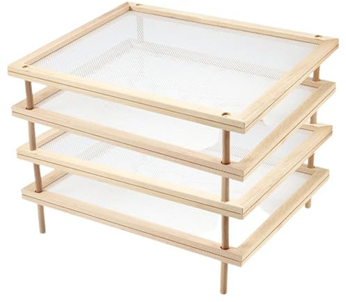 Séchoir à pâtes en bois avec filet déshydraté, séchoir à aliments en bois poli empilable détachable, support de stockage de fruits ouvert à circulation d'air permettant d'économiser de l'espace pour l