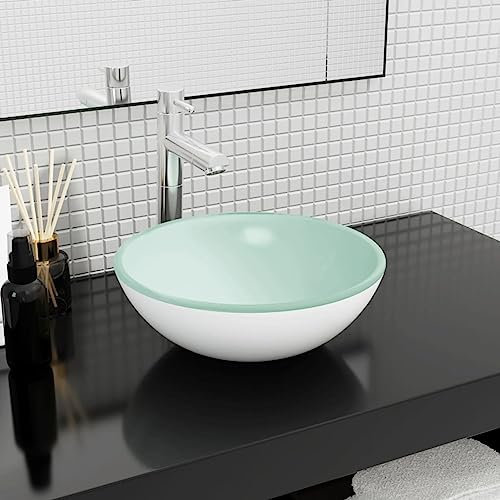 Snsowed Lavandino in Vetro Temperato 35x12 cm Bianco,Lavandino,Lavandino Bagno,Lavandino in Vetro,Attrezzature per Bagni-345252