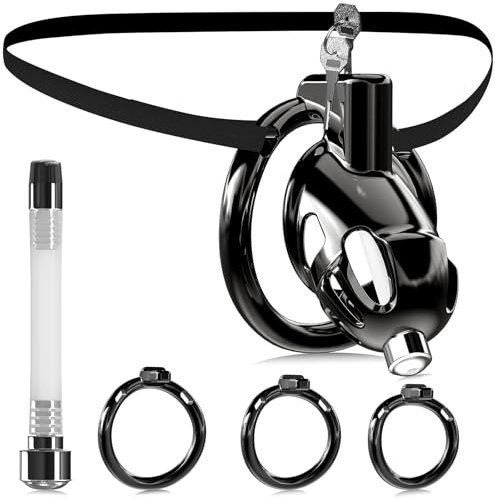 Male Chastity Cage with Belt, Adjustable Penis Bondage Chastity Strap Devices for Men, Adult BDSM Sex Toy with Urethral Tube and 3 Sizes Rings Invisible