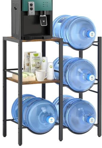 Soporte para jarras de agua, 3 niveles, 5 galones, soporte para botellas de agua con tabla, estante para jarra de enfriador de agua, estantería para cubos de oficina, estantes de almacenamiento