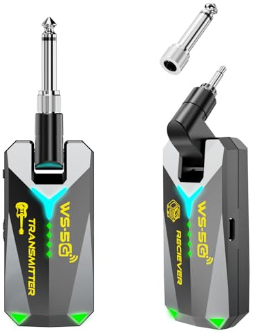 Neues 5,8 GHz Kabelloses Gitarrensystem mit mehr Kanälen, wiederaufladbarem Audio-Funksender/-empfänger für Gitarre, Bass und elektrische Blasinstrumente, 48 kHz/16-Bit Echtzeitübertragung