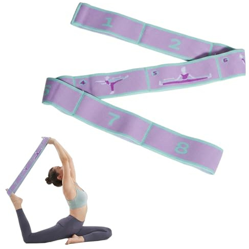 NiceNaiils Yoga band med 8 slingor och övningsinstruktioner – elastiskt yogabälte för stretching, pilates och fitness – yogatillbehör kvinnor och män – stretchband för att förbättra flexibiliteten