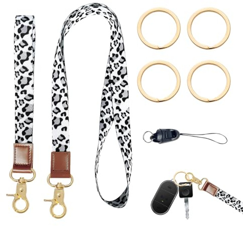 2 Pièces Porte Badge Tour de Cou avec Motif Léopard, Lanière Téléphone Portable et Porte Clé, Cordon Tour de Cou Badge avec Porte-Cartes Étanche, Accessoire Idéal pour Infirmière, Bureau et Étudiant